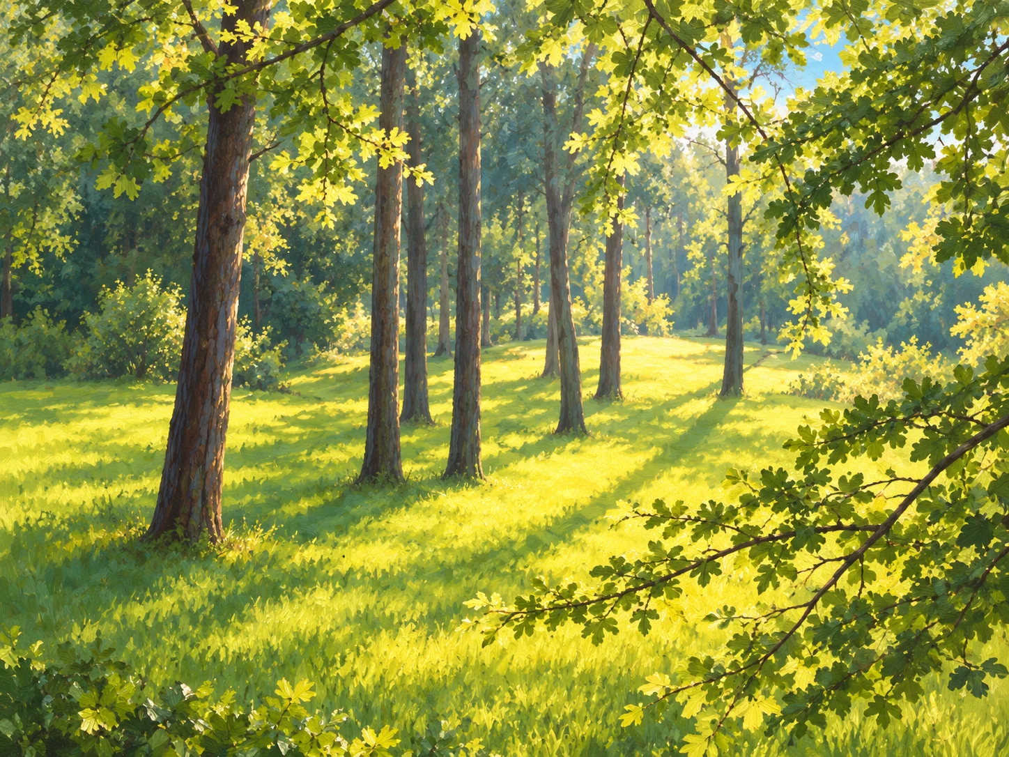Illustration der sonnigen Waldlichtung in Schönwalde-Glien